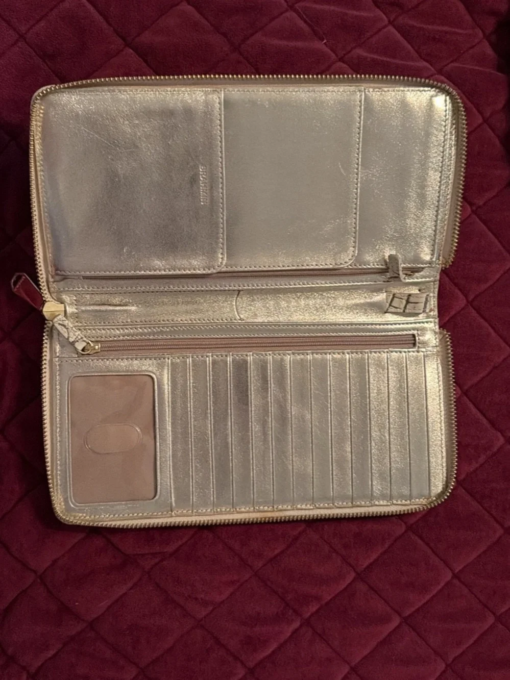 Brahmin Cream Croc-Embossed Zip Wallet